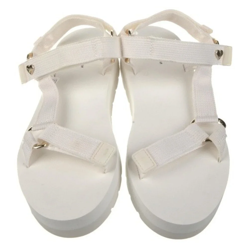 Stoney Clover Lane Women's Hook Loop Strappy White Summer Sandals 6